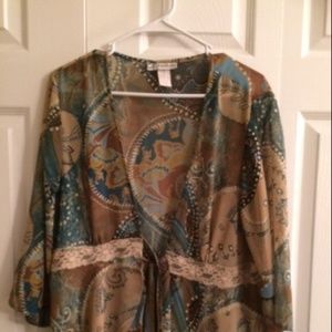Dress Barn Sheer Blouse with tie front